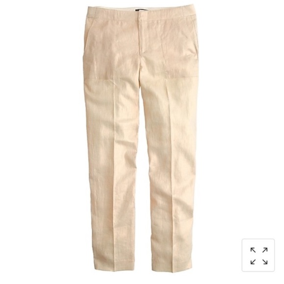 J. Crew Gold Metallic Foil Linen Pants Size 4 - Picture 2 of 8